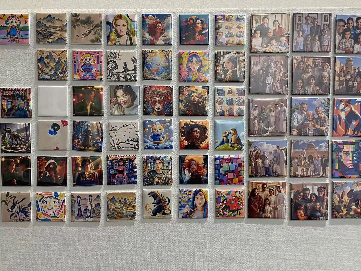100sets 50*50mm Square Photo Fridge Magnet Materials